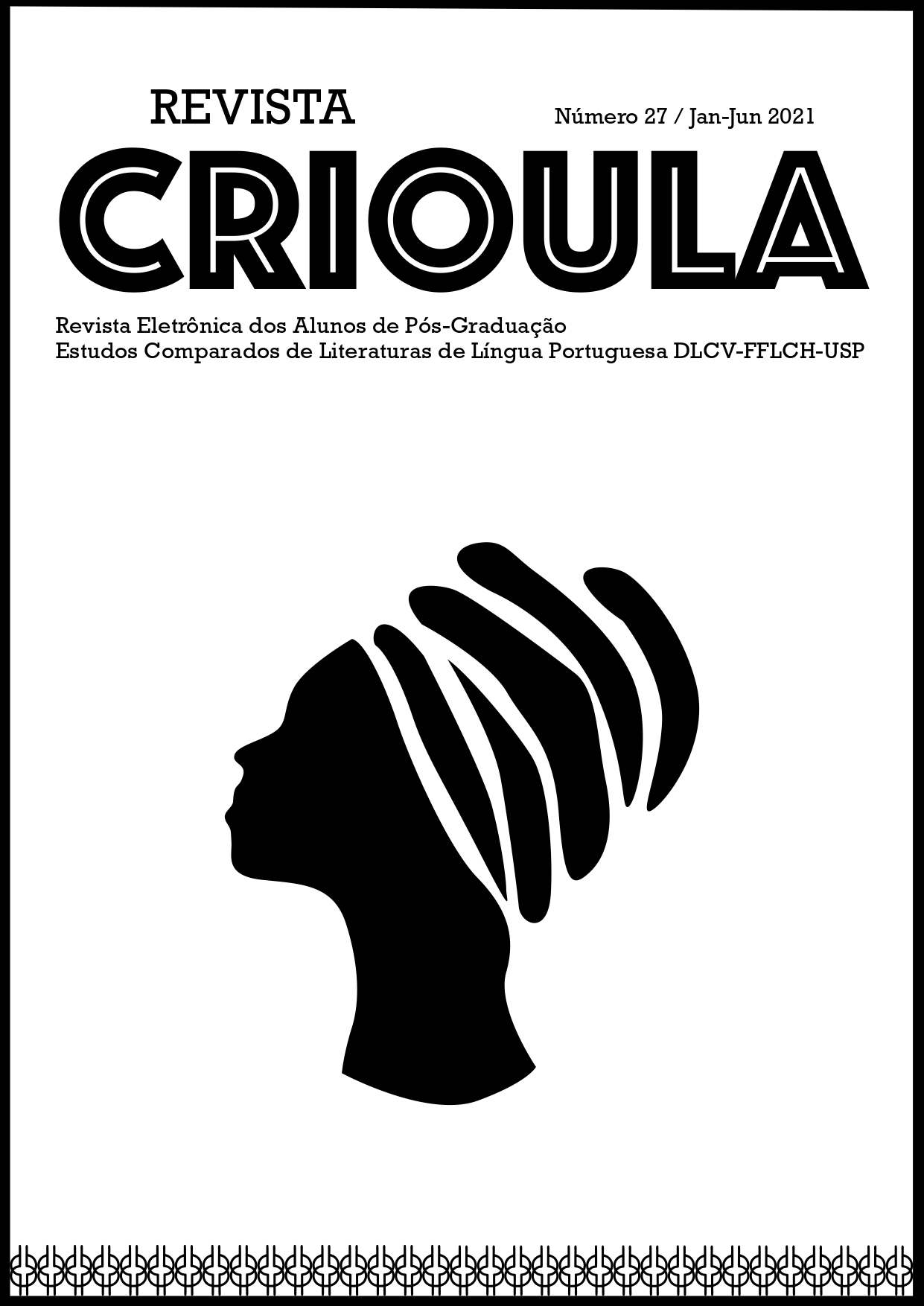 Capa da Revista Crioula em que há o desenho de uma mulher negra de perfil
