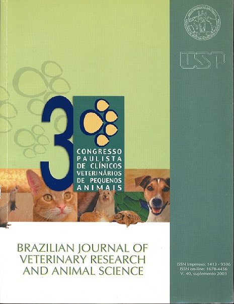 					View Vol. 40 (2003): Congresso Paulista de Clínicos Veterinários de Pequenos Animais, 3º
				